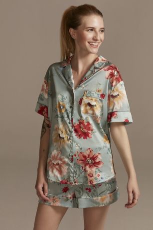 Floral Satin Short Pajama Set